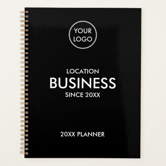 Voeg Logo eenvoudige, moderne, zwarte, aangepaste  Planner (Voorkant)