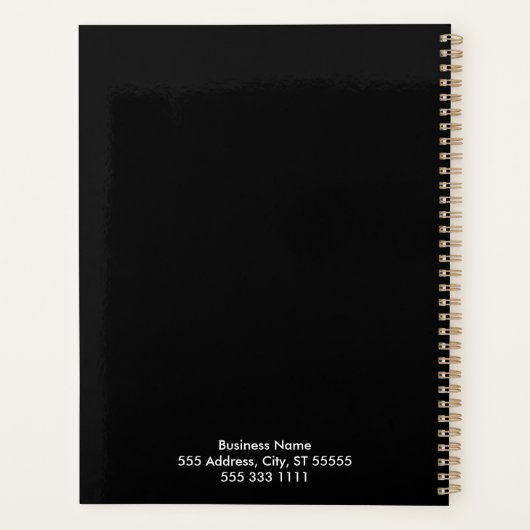 Voeg Logo eenvoudige, moderne, zwarte, aangepaste  Planner (Achterkant)