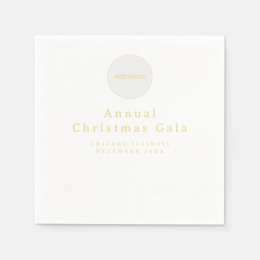 Voeg Logo Elegant Gold White Custom Text toe Servet (Voorkant)