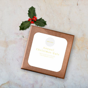 Voeg Logo Elegant Gold White Custom Text toe Vierkante Sticker