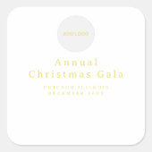 Voeg Logo Elegant Gold White Custom Text toe Vierkante Sticker (Voorkant)