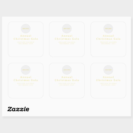 Voeg Logo Elegant Gold White Custom Text toe Vierkante Sticker (Vel)