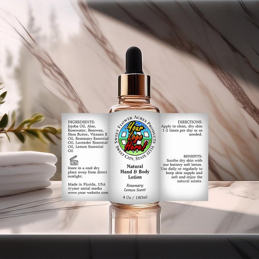 Voeg Logo flesetiket 4oz of oliedruppelproduct toe Rechthoekige Sticker