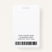 Voeg logo foto blauw wit medewerker naam titel id  badge (Achterkant)