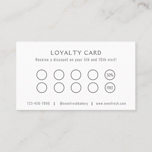 Voeg Logo & foto Moderne minimalistische bakkerij  Klantenkaartje (Achterkant)