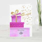 Voeg Logo Fun Gifts Happy Birthday Boxes Business  Kaart (Voorkant)