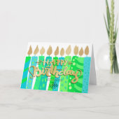 Voeg Logo Fun Green Candles Business Happy Birthda Kaart (Voorkant)