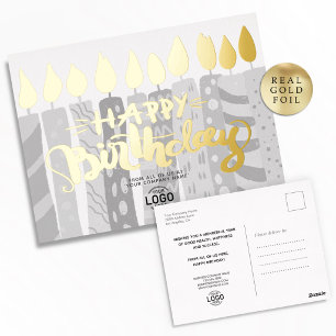 Voeg Logo Fun Grijze Kaarsen Bedrijf Gelukkige Ver Folie Feestdagen Briefkaart