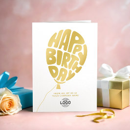 Voeg Logo Gold Lettering Ballon Business Birthday Kaart