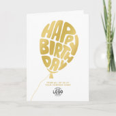 Voeg Logo Gold Lettering Ballon Business Birthday Kaart (Voorkant)