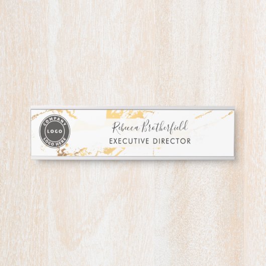 Voeg Logo Gold Marble Patroon toe Deurbordje (Voorkant)