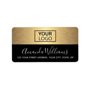 Voeg logo gouden gradiënt feminine terugkeeradres  etiket