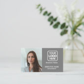 Voeg Logo Grey Modern Professional Photo toe Visitekaartje (Staand voorkant)