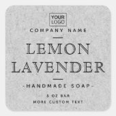 Voeg logo grijze papieren textuur vierkante produc vierkante sticker (Voorkant)