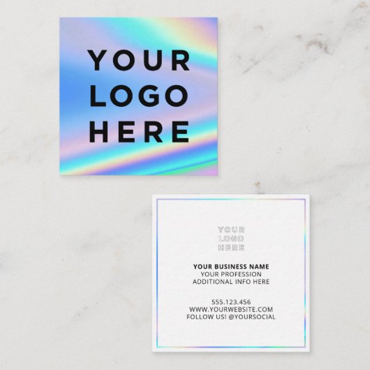 Voeg Logo Holographic Square Visitekaartjes toe (Voorkant / Achterkant)