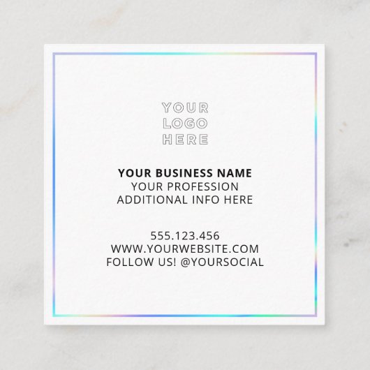 Voeg Logo Holographic Square Visitekaartjes toe (Achterkant)