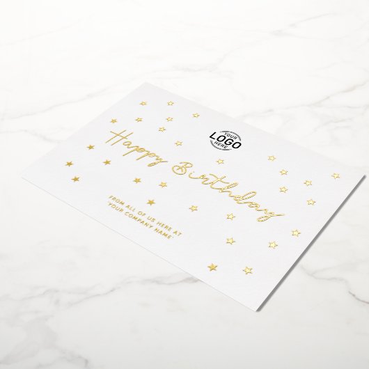 Voeg Logo-minimalistisch gouden sterren toe Folie Uitnodiging (Gedraaid)