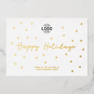 Voeg Logo minimalistische Gold Stars Business-Fees Folie Uitnodiging