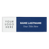 Voeg Logo Modern Bold Navy Blue Eenvoudige titel t Naambadge (Voorkant)