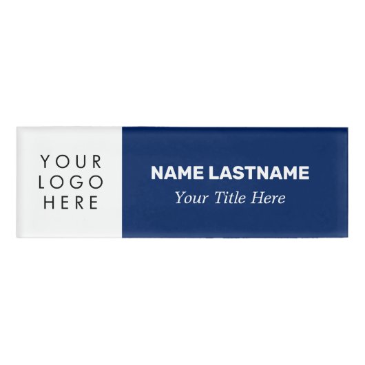 Voeg Logo Modern Bold Navy Blue Eenvoudige titel t Naambadge (Voorkant)