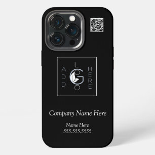 Voeg logo Modern Minimalistisch Wit script QR-code iPhone 13 Pro Hoesje