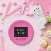 Voeg Logo Moderne Roze Zaken toe Papieren Bordje (Feest)