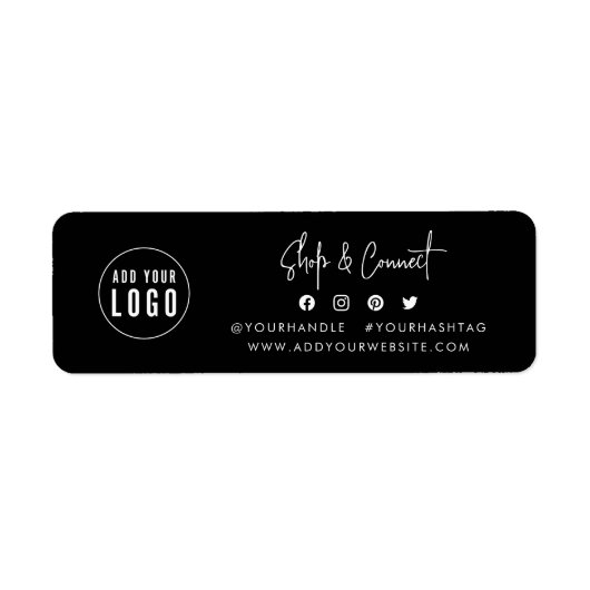 Voeg logo moderne script winkel connect aangepaste etiket (Voorkant)