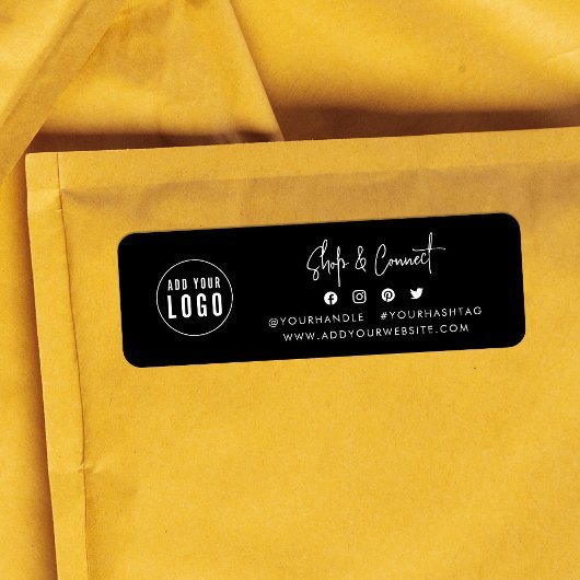 Voeg logo moderne script winkel connect aangepaste etiket