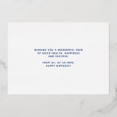 Voeg Logo Navy Blue Art Deco Business Day Gold toe Folie Uitnodiging (Achterkant)