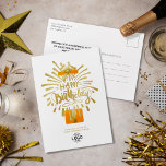Voeg Logo Oranje Gift Gold Fireworks Group Birthda Feestdagenkaart<br><div class="desc">Personaliseer dit leuke moderne, eenvoudige zakelijke Happy Birthday Briefkaart. Stijlvol, schoon ontwerp met faux gouden vuurwerk met handschrift Happy Birthday-tekst uit een geopend, helder oranje cadeauvakje voor waterverf met faux goudlint. De goudelementen zijn beige gele platte kleurenafdrukken en geen echte goudfolie. Vervang hier uw logo afbeelding met uw douane-logo en...</div>