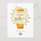 Voeg Logo Oranje Gift Gold Fireworks Group Birthda Feestdagenkaart (Voorkant)