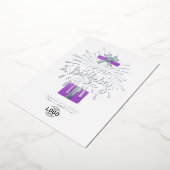 Voeg Logo Paarse Gift Fireworks Birthday toe Folie Uitnodiging (Gedraaid)