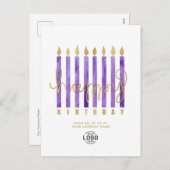 Voeg Logo Paarse kaarsen toe Feestdagenkaart (Voorkant / Achterkant)