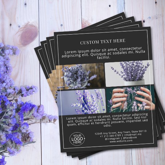 Voeg Logo Photo Grid Collage Black Promo toe Flyer