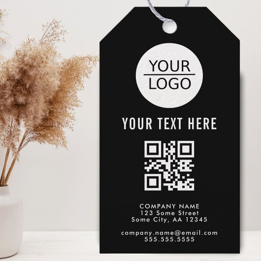 Voeg Logo QR Code aangepaste tekstpromotie zwart t Cadeaulabel