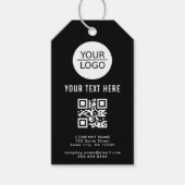 Voeg Logo QR Code aangepaste tekstpromotie zwart t Cadeaulabel (Voorkant)