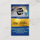 Voeg Logo QR-code en sociale media Gold Navy Blue Visitekaartje (Voorkant)