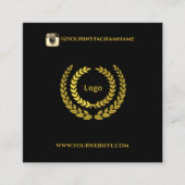 Voeg Logo QR Code Modern Zwart Goud toe Vierkante Visitekaartje (Voorkant)