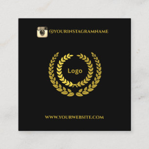 Voeg Logo QR Code Modern Zwart Goud toe Vierkante Visitekaartje