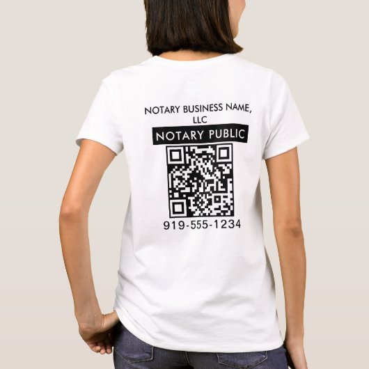 Voeg Logo QR Code Promotionele Notarische Personee T-shirt (Achterkant)