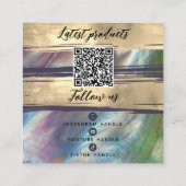 Voeg Logo QR Code Social Media Gold Moeder Pearl t Vierkante Visitekaartje (Achterkant)