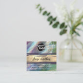 Voeg Logo QR Code Social Media Gold Moeder Pearl t Vierkante Visitekaartje (Staand voorkant)