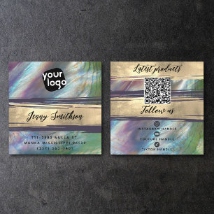 Voeg Logo QR Code Social Media Gold Moeder Pearl t Vierkante Visitekaartje