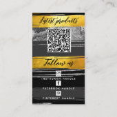 Voeg Logo QR-code Sociale Media Zwart Goud Houtsko Visitekaartje (Achterkant)