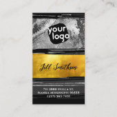 Voeg Logo QR-code Sociale Media Zwart Goud Houtsko Visitekaartje (Voorkant)