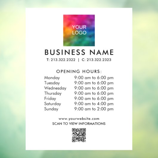 Voeg Logo QR Code Telefoonnummer Scan prijslijsten Raamsticker (Vel 3)