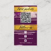 Voeg Logo & QR-code toe Modern Gold Paars, speciaa Visitekaartje (Achterkant)