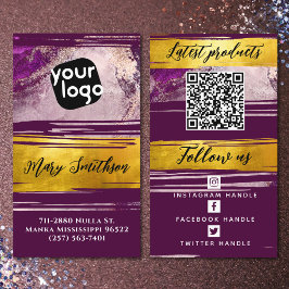 Voeg Logo & QR-code toe Modern Gold Paars, speciaa Visitekaartje