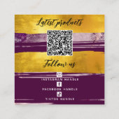 Voeg logo & QR-code toe Modern Goud Paars Geperson Vierkante Visitekaartje (Achterkant)