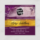 Voeg logo & QR-code toe Modern Goud Paars Geperson Vierkante Visitekaartje (Voorkant)